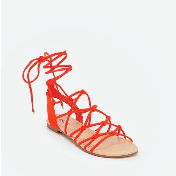 🧡Orange string up sandals🧡 - Picture 2 of 7